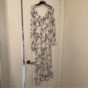 New Premier Amour White Purple Floral Off Shoulder ruffle Dress 4 $ U21